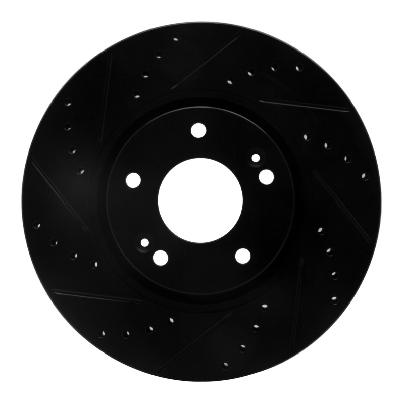 Hyundai CRETA Brake Rotor (1) - Front Left - R1 Concepts - Drilled & Slotted - Black - `05-`24